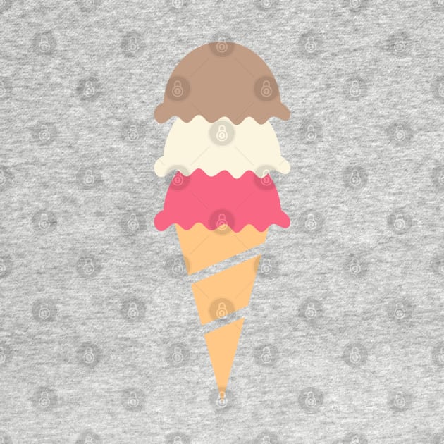 Neopolitan Three Scoop Ice Cream Cone by lymancreativeco